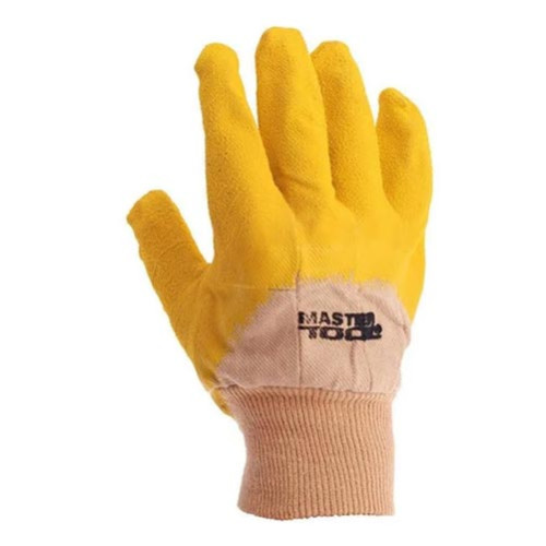 Робочі рукавички стекольщика Mastertool з облитою долонею жовті